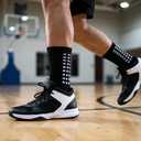 Aimery 4 Pairs Mens Grip Soccer Socks Non Slip Grippy Women Socks for Football Basketball Sports (Black)