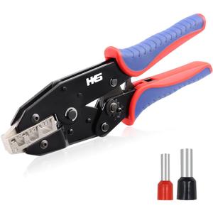 HKS Crimping Tool for Sleeves Ferrule Terminals & Pin Cord End- Ratcheting Wire Crimpers - AWG 10-2 (6-35mm) - Ratchet Terminal Crimper - Electrical Crimping Tool