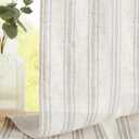 jinchan Striped Linen Kitchen Tier Curtain Rustic Cafe 30 Inch Small Window Balanced Stripe Half Window Curtains for Living Room Bathroom 2 Panels Taupe Grey on Linen