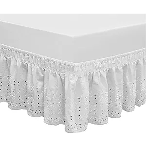 Wrap Around Elastic Eyelet Bed Skirt Dust Ruffle (Queen/King-14 1/2 Inch Drop)