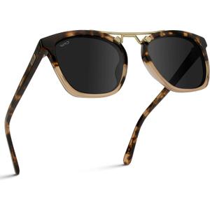 WearMe Pro WMP Eyewear - Women's Oversized Polarized Sunglasses: Square Vintage Style with Metal Double-Bar Bridge