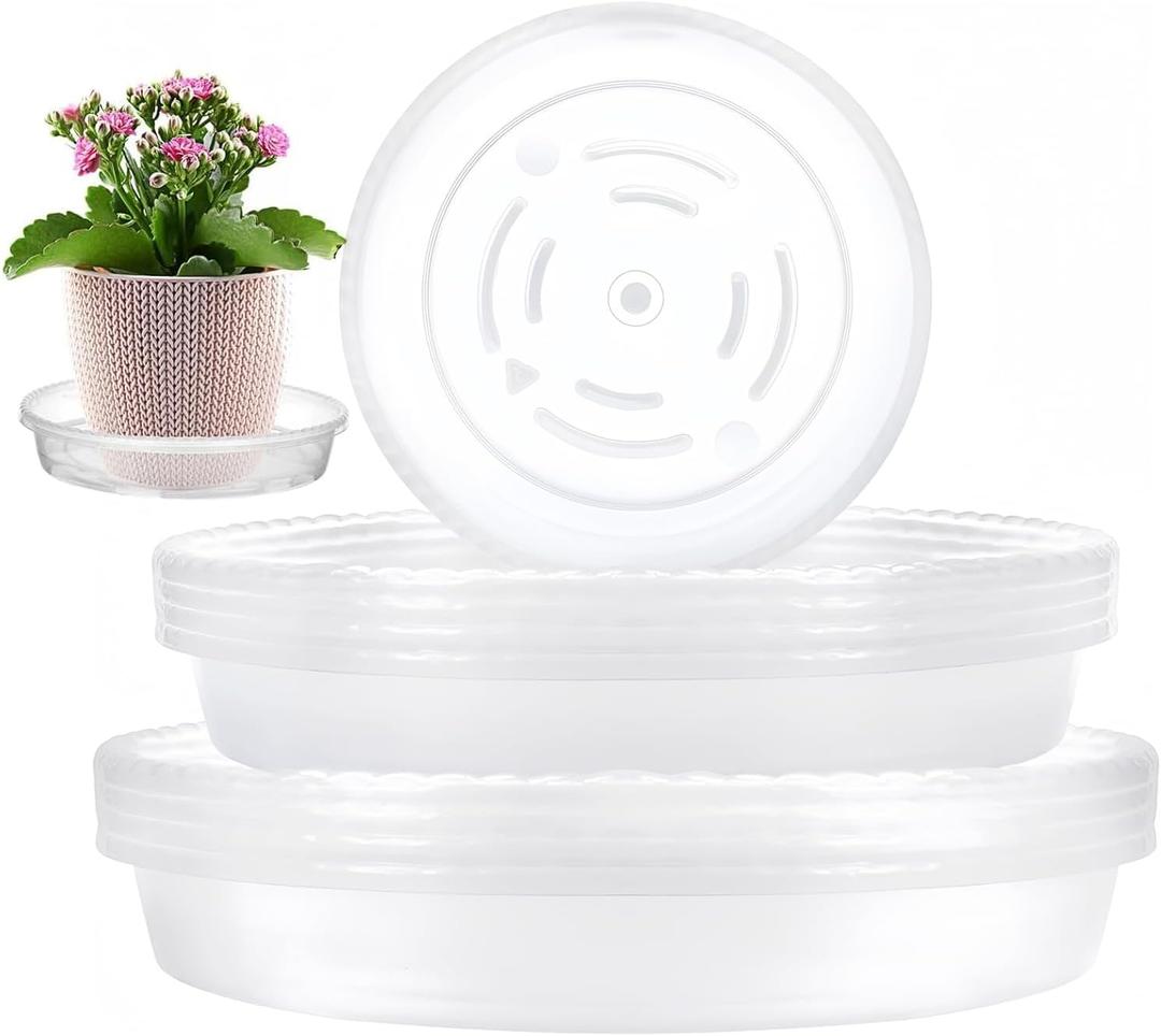 Clear Plastic Plant Pot Saucers,Plant Tray Flower Pot Drip Tray for Indoor Outdoor Garden Plants(15pack-Outer 15cm/6;19cm/7.5"; 25cm/10)