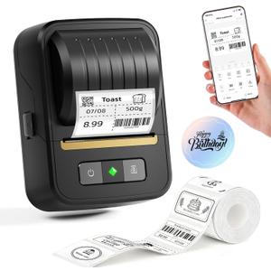 Label Maker Machine with Tape, Bluetooth Label Makers, Portable Thermal Label Printer Easy to Use for Small Business, Home, Office, School, Barcode, Address, Sticker Printer for Phone