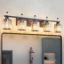 Bathroom Vanity Lights 5-Light Sand Black Modern Crystal Vanity Light Fixtures Over Mirror Crystal Bathroom Vanity Lighting Fixtures