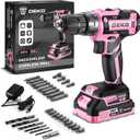 Power Drill Cordless: DEKOPRO Pink Cordless Drill 20V Electric Power Drill Set Tool for Women Drills with Battery and Charger 20 Volt Drills Driver Kit