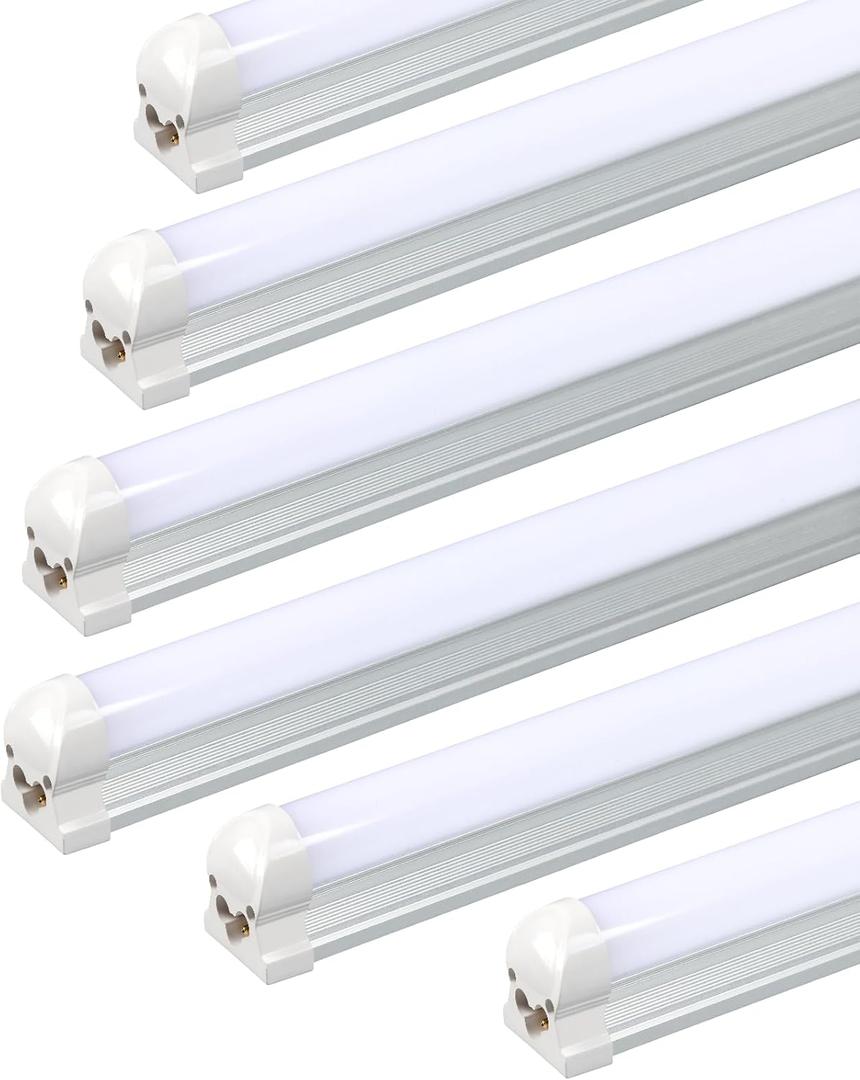 6Pack 4FT LED Shop Light for Workshop, 30W 5000K T8 LED Bulbs Double Rows Integrated Linkable Shop Lights for Garage, Milky Cover (4ft 5000k 6p)