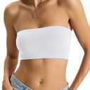 EasyGala Womens Double Lined Tube Tops Crop Tank Top Non-Padded Strapless Bandeau Shirts Sexy Going Out Tops Summer 2026 (White, S)