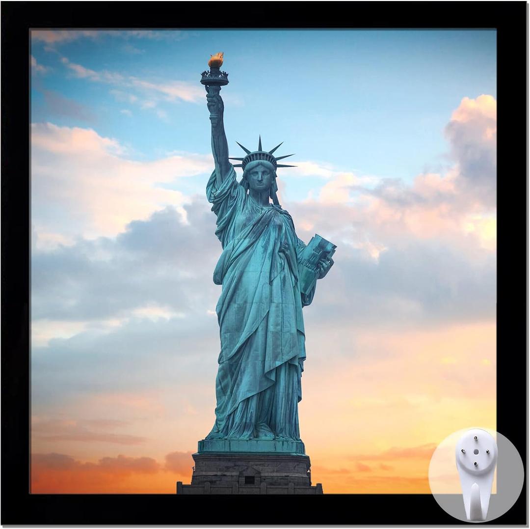 OMAIGAR 18x18 Picture Frame for 18by18 Square Poster Photo Canvas Certificate Black High Transparent Photo Frame Wall Desktop Horizontal Vertical 18 x 18