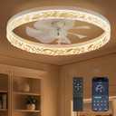 LEDIARY 20 Inch Low Profile Ceiling Fans with Lights and Remote, Dimmable Modern Fan Light(3000K6000K), 6 Speed, Reversible, APP & Remote Control, Flush Mount Ceiling Fan for Bedroom, White