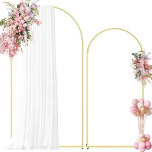 Metal Arch Backdrop Stand 7.2FT+6FT Wedding Arch Backdrop Stand Set of 2 Gold Backdrop Arch Stand Wedding Arch Frame for Wedding Ceremony Birthday Party Decoration Arbors of Metal