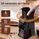 Ollygrin Electric Conical Burr Coffee Grinder, 30 Precise Grind Settings for Espresso, Drip & French Press, Compact Burr Mill with Touchscreen Control, Anti-Static & Easy Cleaning, Black
