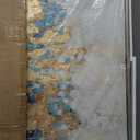 Abstract Blue Canvas Wall Art: Framed Picture Gold Foil Artwork Hand Painted Painting for Living Room (45''W x 30''H)