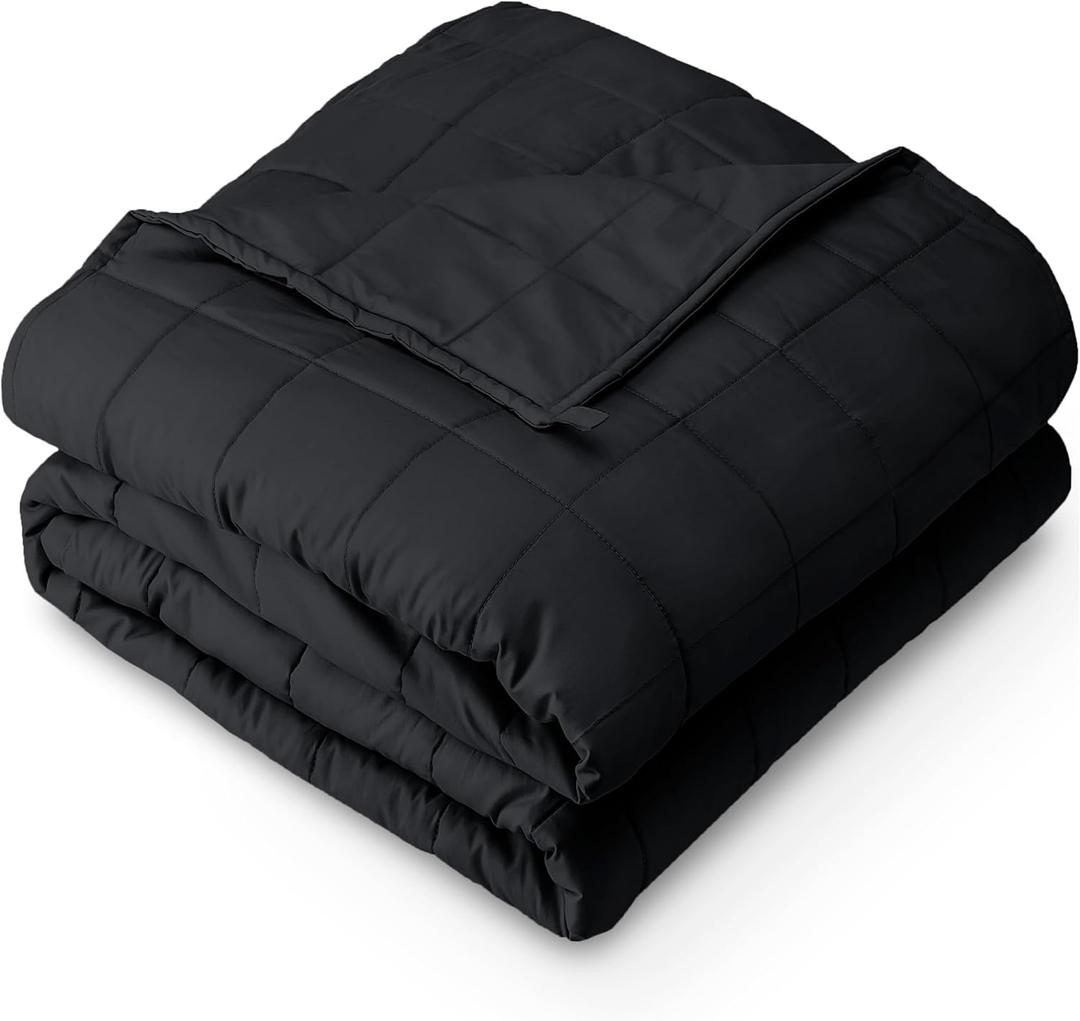 Bare Home Weighted Blanket Twin or Full Size 10lb (40" x 60") - All-Natural 100% Cotton - Premium Heavy Blanket Nontoxic Glass Beads (Black, 40"x60")