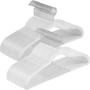 SONGMICS Clothes Hangers, Pack of 50 Plastic Coat Hangers, Space-Saving, Cloud White UCRP050W05