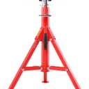 VEVOR Heavy-Duty V-Head Pipe Stand for 1/8"-12" Pipes Supporting | 2500 lbs Load Capacity, 28-52" Height Adjustment, Folding & Portable Design, for Pipe Threading, Cutting, Grooving, Welding, Red