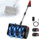 Cordless Snow Shovel, 21V Electric Cordless Snow Blower with Battery and Charger, 19FT Throw Distance, Lightweight 9.9lb for Driveway, Steps, Patio, Sidewalk(Red)