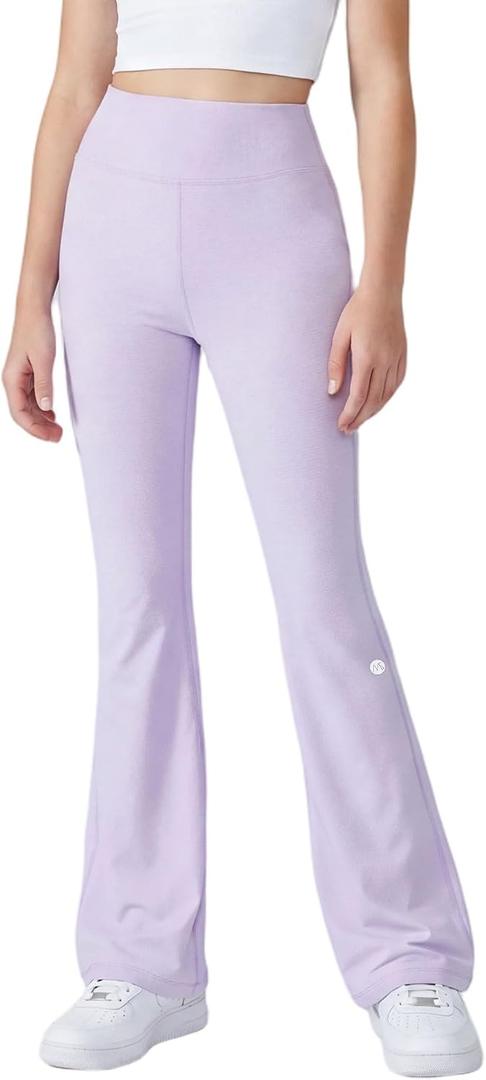 Girl's Leggings Flare Pants High Waisted Yoga Pants Toddler Kids Youth Full Length Bell Bottoms Legging (Purple), Size: 9-10 Years