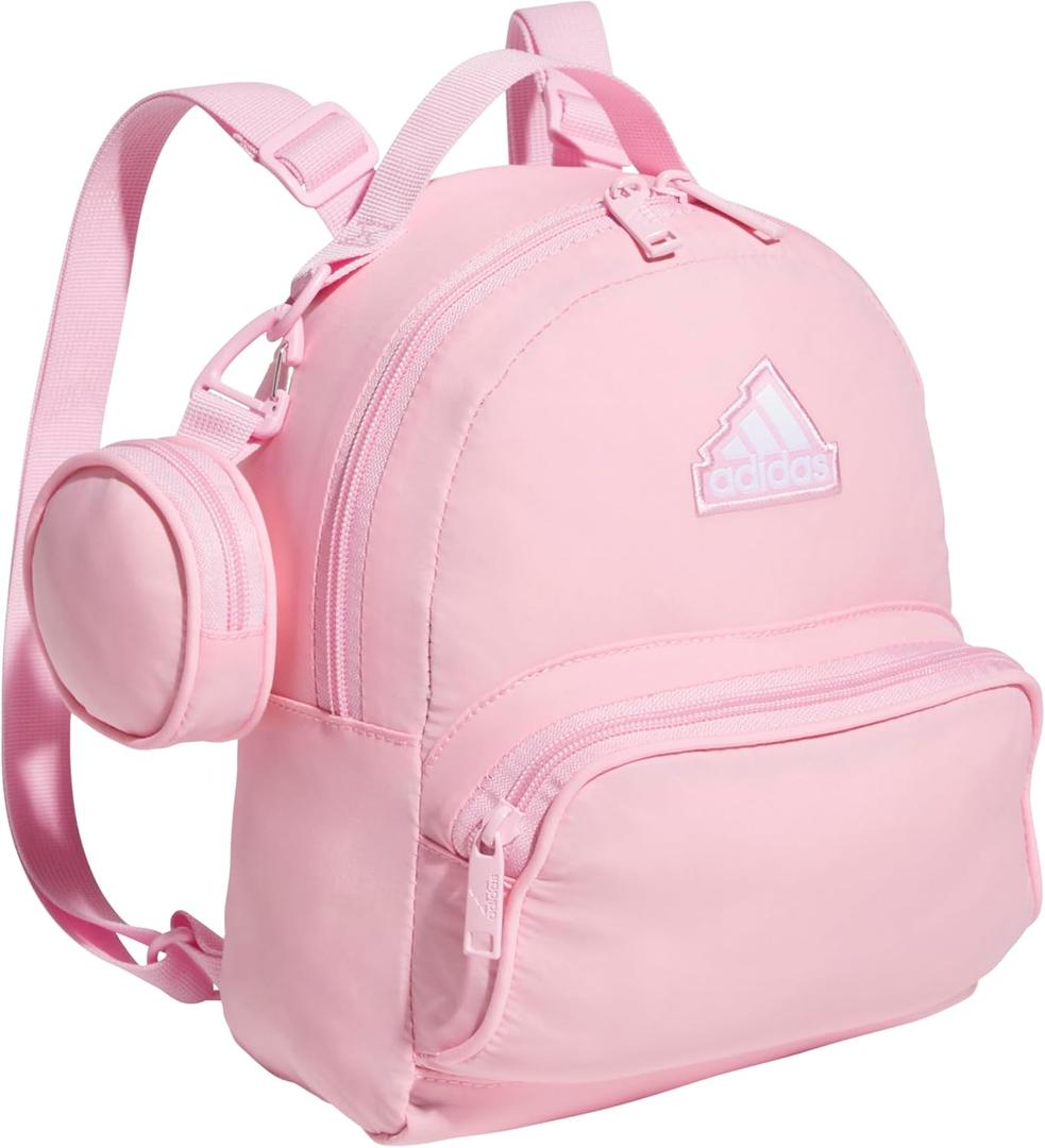 adidas Mini Backpack for Women  Small Bag for Travel, Gym, Festival & More (One Size, True Pink)