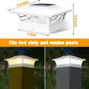 JOFIOS Solar Fence Post Lights, Cap Lights for 4x4/5x5 Vinyl Fence and 4x4/6x6 Wooden Post, Warm White/Cool White Lighting, White Solar Cap Outdoor Waterproof Decorate Garden Pathway Dcek Patio