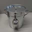T586 4L Silver Metal Galvanized Double Walled Ice Bucket Set With Lid And Scoop