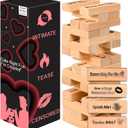 48Pcs Couples Games for Adults, Wooden Lust Tower Stacking Game for Date Night Party, Romantic Intimacy Valentines Gifts for Women Men Couple