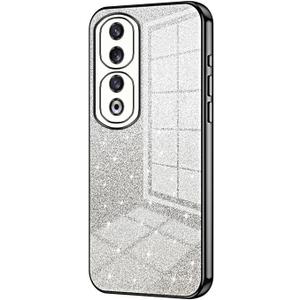 Protective Back Case Cover For Honor 90 Pro Case,Clear Glitter Electroplating Hybrid Protective Phone Cover,Slim Transparent Anti-Scratch Shock Absorption TPU Bumper Case For Honor 90 Pro(Black)