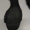 Coutgo Womens Bow Heels Sandals Block Low Heel Wedding Bride Dressy Shoes Open Toe Ankle Strap Sandals, Black, Size 8.5