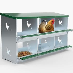 6 Holes Chicken Nesting Boxes for Laying Eggs, Heavy Duty Metal Nest Boxes for Chicken and Poultry to Collect Eggs, Chicken Laying Boxes Hens Chicken Coop Box