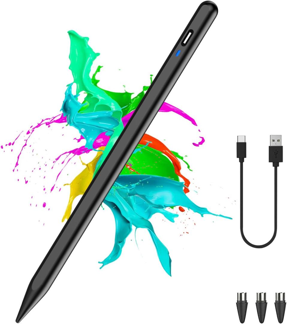 Stylus Pen for Android Tablet, Tablet Pencil for iOS/Android,Rechargeable Active Stylus Pen for iPhone/Samsung/XiaoMi/Huawei/Vivo/Lenovo/Switch 2 and Other Android Smartphones and Tablets-Black