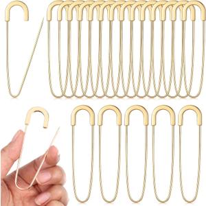 20 PCS 3 Inch Large Safety Pins Iron Brooch Safetys Pin Bulk Extra Large Heavy Duty Safetys Pin Decorative Safety Pins for Clothes, Leather, Canvas, Blankets, Crafts, Skirts-Gold