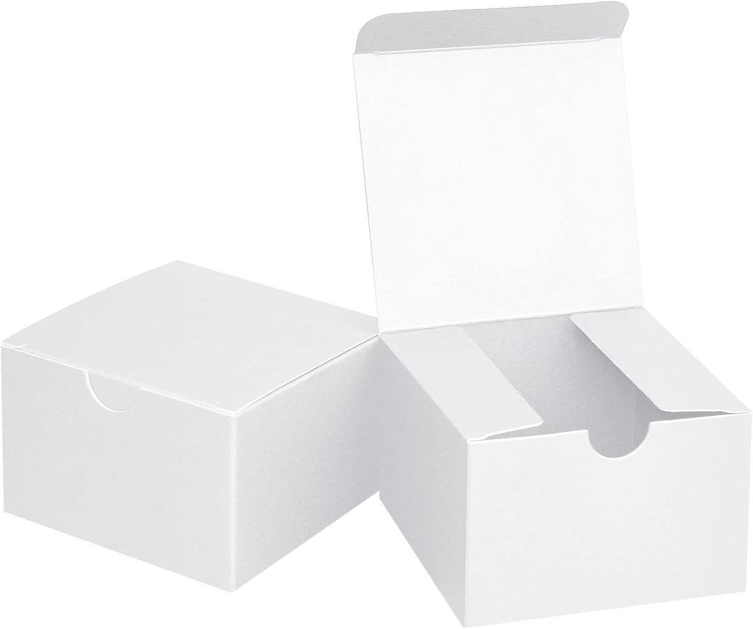 Fairlegend Small White Gift Boxes,White Kraft Paper Boxes for Gifts, Party Favors, Showers, Crafts, Candy Boxes, 50 Pack Pure White 3 x 3 x 2 inches