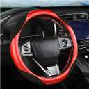 Steering Wheel Cover for Women and Men, Carbon Fiber Plush Steering Wheel Cover Soft Anti-Slip Comforting, Universal 15 Inches Steering Wheels Accessories (Carbon Fiber Red/Black)