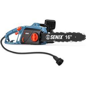 SENIX Electric Chainsaw,16" Corded Chainsaw,12 Amp for Wood Cutting,CSE12-M