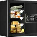 1.5 Cub Fireproof Safe for HOME USE, Anti-Theft Digital Security Safety Box with Electronic Keypad, Spare Keys and Removable Shelf, Home Safe Box Fireproof Waterproof for Money Medicine Document