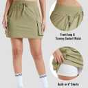 MAGCOMSEN Women's Hiking Cargo Skort High Waisted Tennis Golf Skirt 4 Pockets Summer Casual Athletic Skirt with Liner (Beige), L