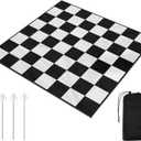 5x5ft Giant Chess Game Mat Nylon Board Mat for Outdoor with 4 Ground Nails and Storage Bag, Compatible with 12 16 Inch Giant Chess Sets and 4 Inch Large Checkers, Checker Not Included