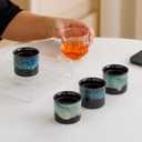 Espresso Cups Set of 2, Ceramic Espresso Cups, Expresso Shots Cups, 2.5oz Tea Cups, Demitasse Cups (2, Magic Blue Outside)