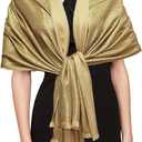 Gragengs Women's Sparkling Metallic Pashmina Shawls and Wraps Long Party Scarf Solid Color Two Tone