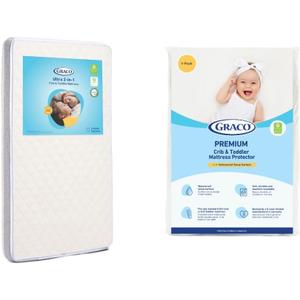 Graco Ultra Dual-Sided Crib Mattress & Protector Value Bundle (1-Pack) Includes GREENGUARD Gold Certified Crib Mattress, GREENGUARD Gold Certified Waterproof Protector