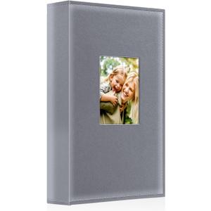 Ywlake Photo Album 4x6 300 Pockets, Leather Photo Albums Holds 300 Horizontal Only Pictures, Grey