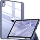 Wenlaty Compatible with iPad (A16) 11th Generation Case 11 Inch 2025, for iPad 10th Generation Case 10.9 Inch 2022 with Pencil Holder, Trifold Stand Protective Clear Back, Auto Wake/Sleep Blue Gray