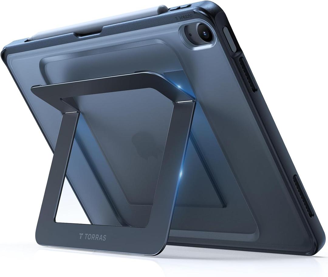 TORRAS for iPad Air 11 inch Case (M3 2025, M2 2024), Ultra Stable Stand, Multiple Adjustable Viewing Angles, Protective Kickstand Cover with Pencil Holder, Black