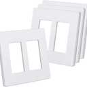CML Matte White Decorator Screwless Wall Plate, 2-Gang Outlet Covers, 4 Pack Decorative Light Switch Plates, Scratch and Impact Resistant, Polycarbonate, Standard Size 4.68 X 4.72