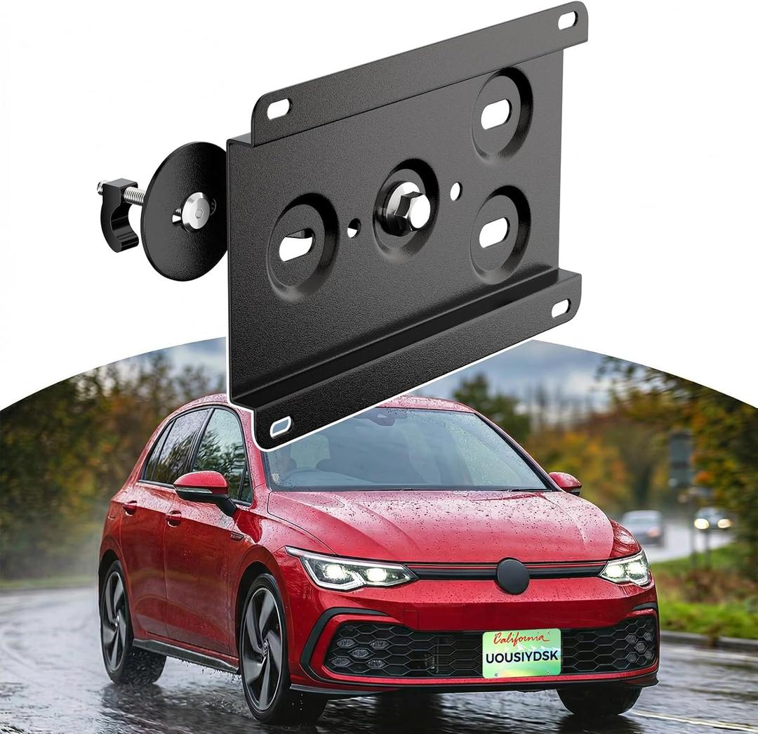 Front License Plate Bracket Compatible with Volkswagen 2015-2020 MK7 GTI No Drill Grille License Plate Holder, Car Tag Frame, Bumper Relocator Adapter Kit