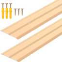 Raytano 36" L×2.4" W ×0.1" H Flat Profile Aluminum Floor Transition Strip, Metal Door Threshold for Carpet Wood Tile Vinyl Flooring Gaps, Indoor and Outdoor Doorway Decoration Protector(Golden,2pcs)