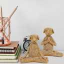 2PC Dogs Modern Home Decor Animal Statues Sculpture Figurine Room Decor Aesthetic for Desk,Coffee Table,Shelf(Gold)