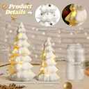 Tfro & Cile White Ceramic Christmas Tree Decor Xmas Indoor Statue 2 PCS Tabletop Home Decoration LED Light Figurines for Party