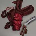 No Heat Overnight Hair Curlers - 70" Soft Ribbon Curl Wrap with 9 Curling Rods, Headband for Long Hair Rollers - Burgundy