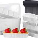 Mini Loaf Baking Pans with Lids 50 Pack,LNYZQUS 6.8oz Rectangle Aluminum Foil Mini Cake Baking Pans Tins Containers,Disposable Ramekins Baking Cups Muffin Tins-White