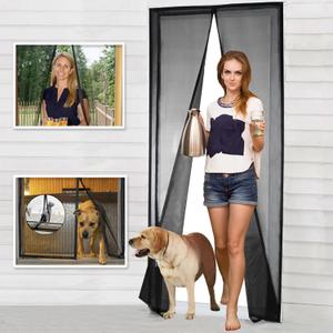 CHERAINTI Magnetic Screen Door, 38 x 82 Inches Door Screen Magnetic Closure Curtain for Front Patio Sliding Doors, Reinforced Fiberglass Mesh with Magnet Full Frame Hook Loop, Black, Modern Style